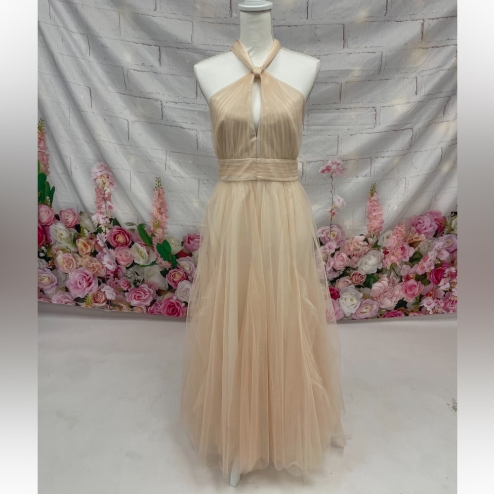 BCBG Blush Halter Tulle Gown Sz 2 NWT